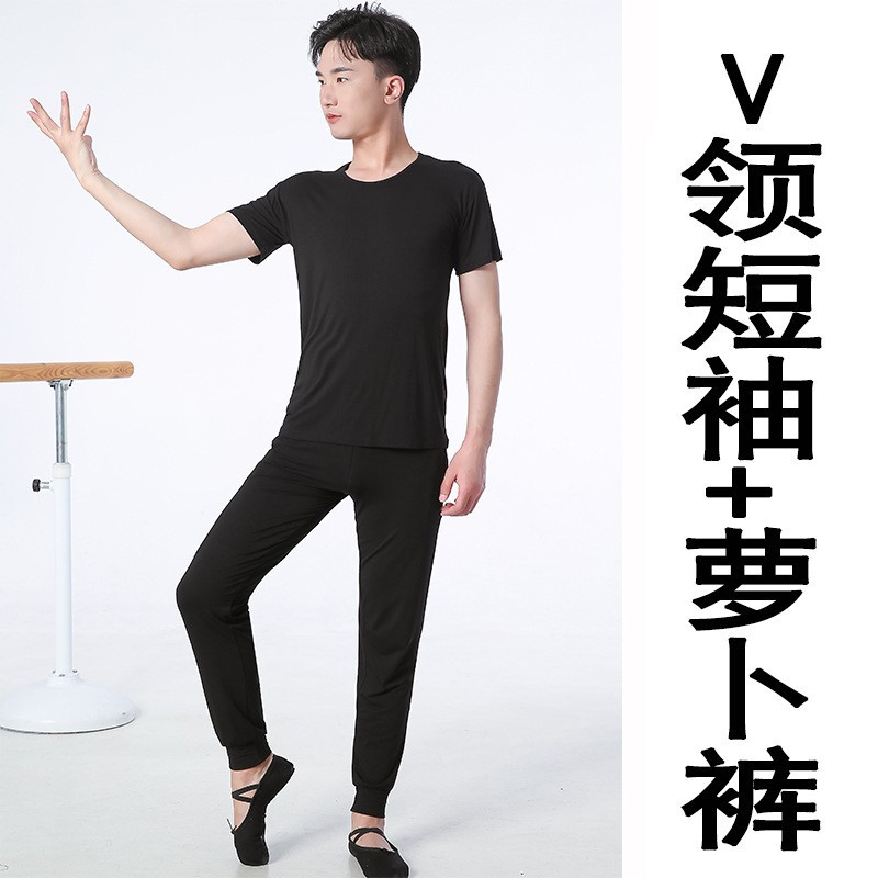 Black v-neck short sleeves + carrot pants