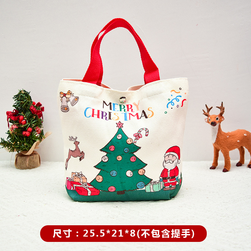 Bolsa de regalo de Navidad, caja de manzana de Nochebuena, caja de regalo para niños, dulces portátiles, lienzo, bolsa de manzana image 4