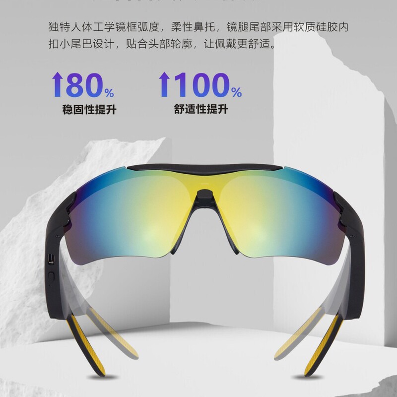 跨境新款户外骑行智能眼镜多功能蓝牙通话音乐播放AI翻译炫彩墨镜|undefined