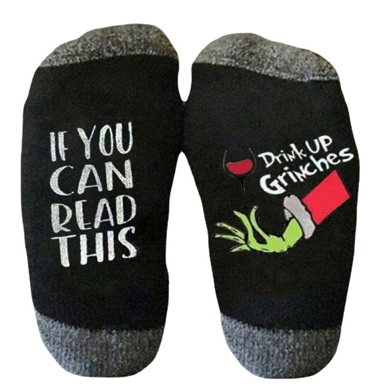 Calcetines de algodón transfronterizos de otoño e invierno para hombres y mujeres copa de vino tinto personalizada calcetines casuales de media pantorrilla ins medias transpirables a juego de colores de moda al por mayor