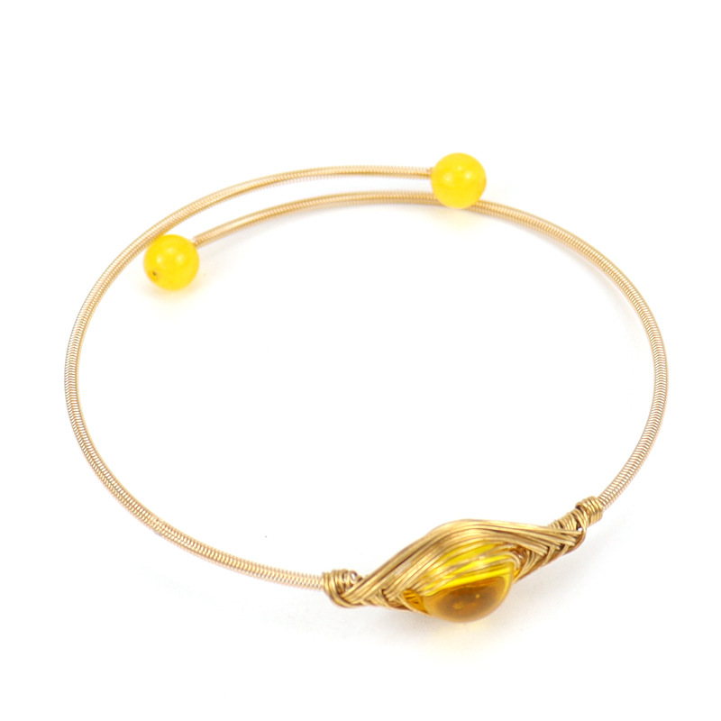 Fashion Geometric natural stone Copper Plating Bangle 1 Piece