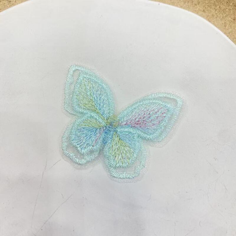 厂家直销服装辅料刺绣补丁贴彩色双层幻彩欧根纱刺绣蝴蝶布贴|undefined