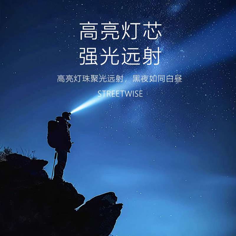 Nuevo faro transfronterizo multifuncional al aire libre luz de pesca nocturna larga duración montar luz de cabeza recargable luz de trabajo de largo alcance