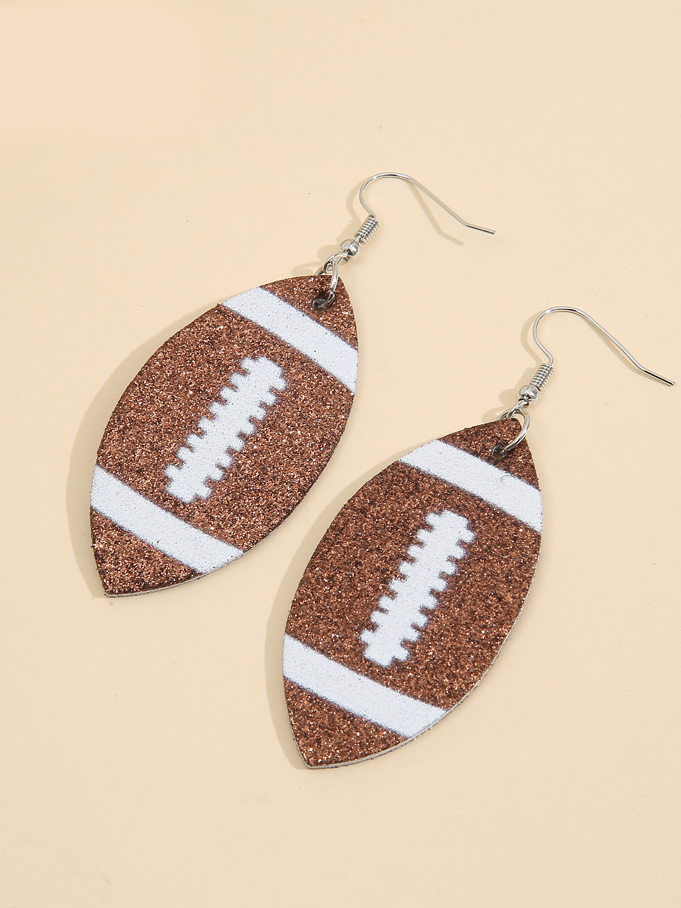 Creative Rugby Sequin Glitter Color Leather Earrings Wholesale Nihaojewelry display picture 3