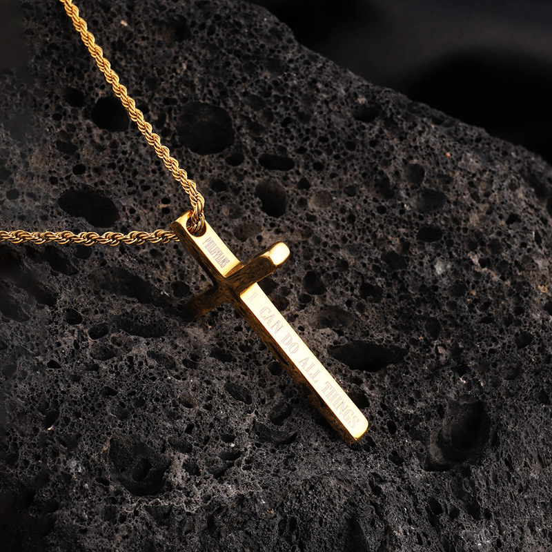 13g Weight 0.03µm-0.05µm Gold Plating Thickness PVD Coated Gold Plating Process 18K Real Gold Plated Plating Material 304 Stainless Steel Pendant Material Pendant Necklace Classification 304 Stainless Steel Chain Material Twisted Rope Chain Chain Type 1 Piece Quantity Holiday, Daily Occasion 304 Stainless Steel Material Cross Pattern Men's Gender Vacation, Simple Style Style Plating Craft Vacation Simple Style Cross 304 Stainless Steel Plating Men's Pendant Necklace Men Pendant Necklaces 11