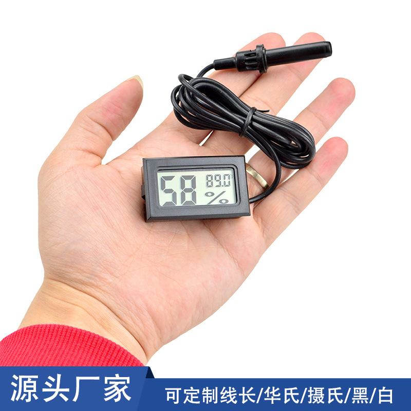 批发嵌入式有线探头电子温湿度表 宠物爬虫饲养箱防潮箱温湿度表