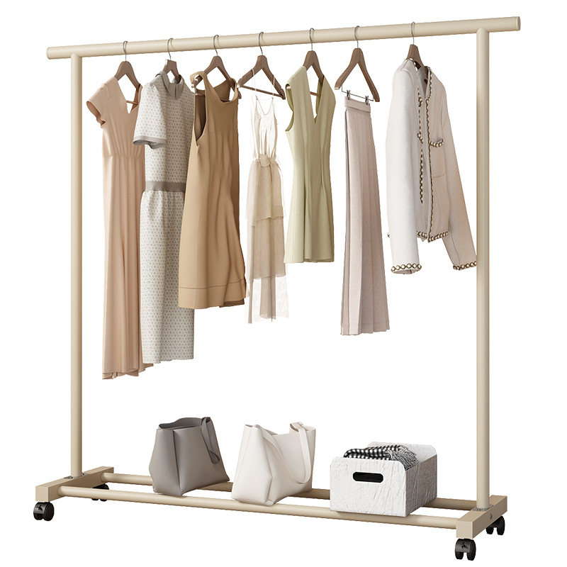 Colgador de ropa de pie dormitorio doméstico estilo crema percha de ropa plegable simple dormitorio interior móvil secado fresco perchero