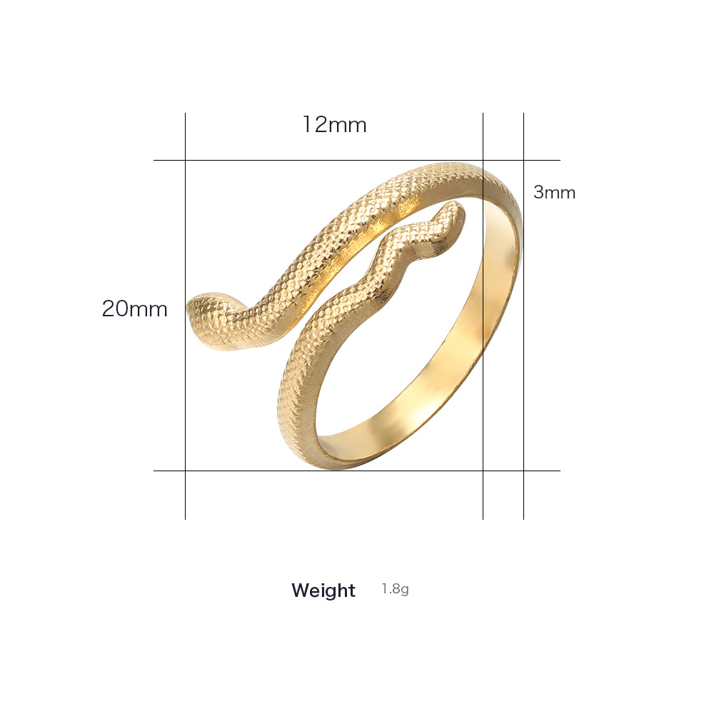 Fashion Simple Snake Series Open Adjustable Titanium Steel Ring