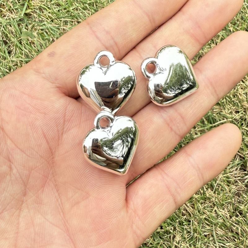 Chapado en oro y plata para proteger el color de la superficie brillante de acrílico melocotón amado colgante en forma de corazón pulsera manual collar de clavícula juguete DIY image 5