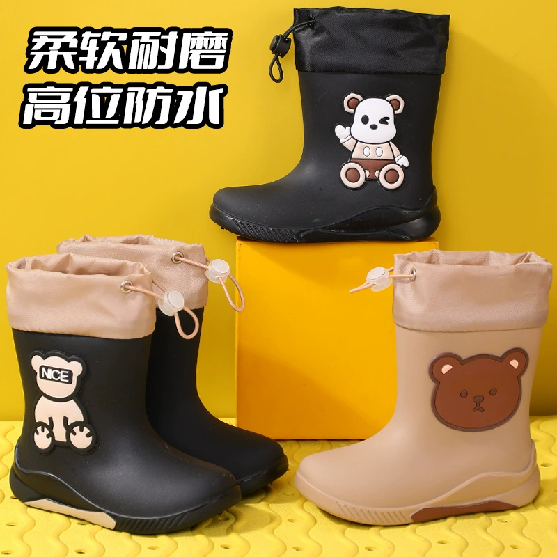 Бесплатная доставка 1-10 лет Детские дождевики маленькие дельфины мужчины и женщины Детские детские водяные ботинки хлопок теплые нескользкие резиновые ботинки