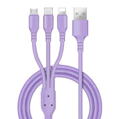 Apple Android typec 充電ケーブルに適した拡張された 3.3m イン 1 液体シリコーン データ ケーブル 1 ～ 3 高速充電