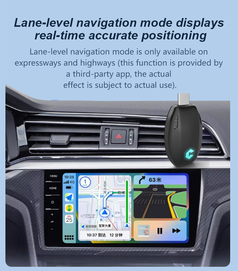 Airplane mirror CarPlay wired to wireless box Android Auto car machine interconnection box TYPE-C adapter