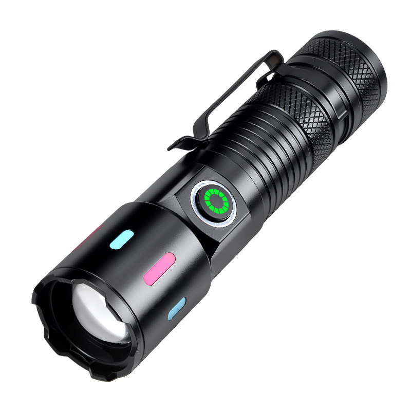Transfronterizo nuevo láser blanco led linterna de luz alta zoom USB carga mini portátil carga linterna exterior image 5