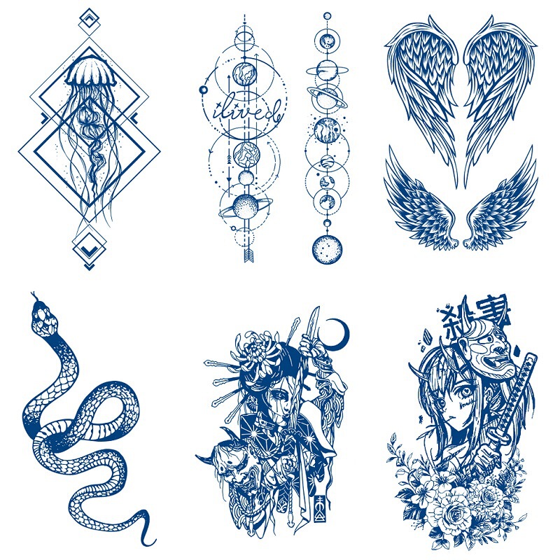 Herbal Gradient Jellyfish Planet Feather Snake Large Pattern Geisha Slowly Color New Product Simulation Water Transfer Tattoo Sticker Herbal Gradient Jellyfish Planet Feather Snake Large Pattern Geisha Slowly Color New Product Simulation Water Transfer Tattoo Sticker
