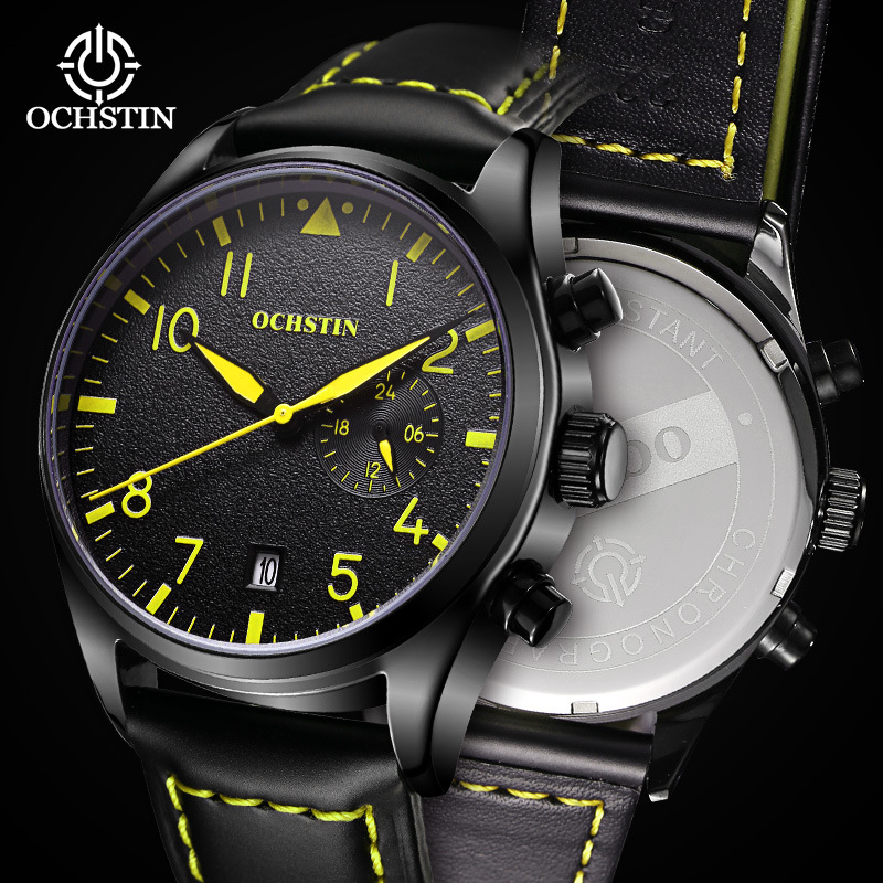 Ag Manufacturer In-Stock Cross-Border Men's Watches with a High-End Feel, Wholesale Live Sales, Multifunctional Quartz Genuine Leather Men's Watches