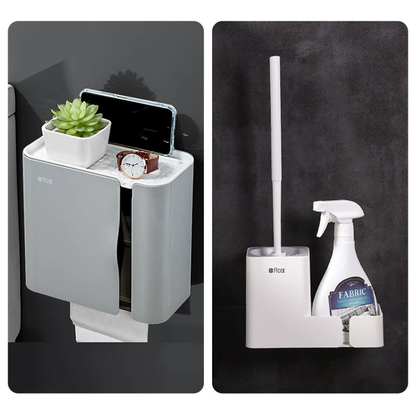 【A】Gray + toilet brush