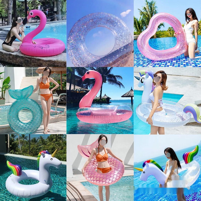 游泳圈大人网红拍照儿童火烈鸟公主马防侧翻初学者游泳装备