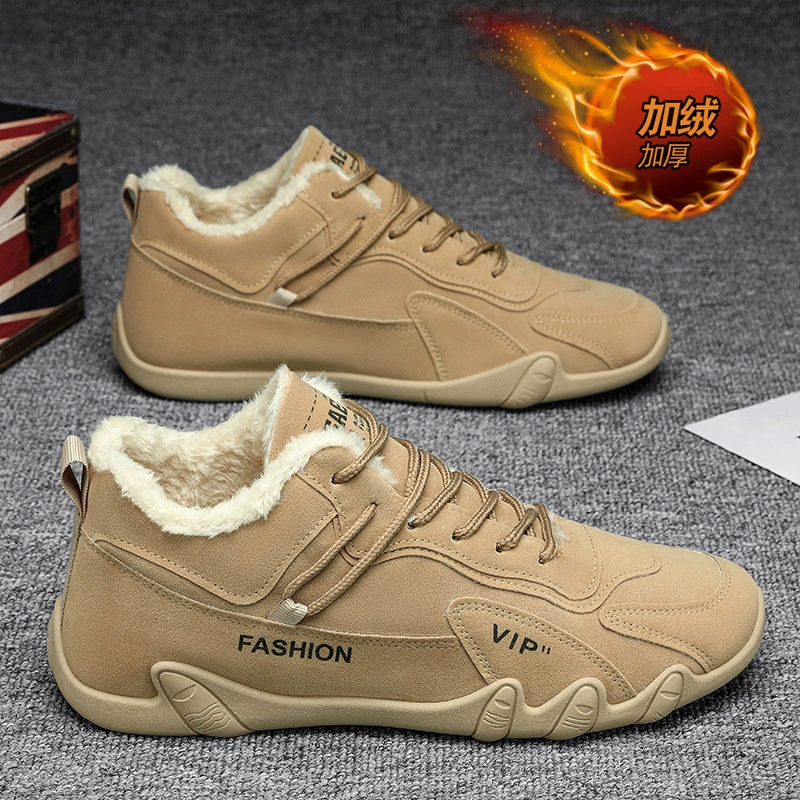 Летние мужские ботинки 2025: новая модель, утепленные флисом, теплые, на толстой подошве, хлопковые, мужские спортивные нескользящие рабочие ботинки, модные защитные ботинки в стиле Мартин.
