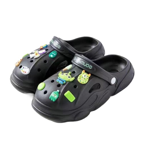 9099 Hole Shoes for Women, Summer Cartoon Cute Three-Eyed Monster Student Couple Versatile Sesame Street DIY Non-Slip Slides