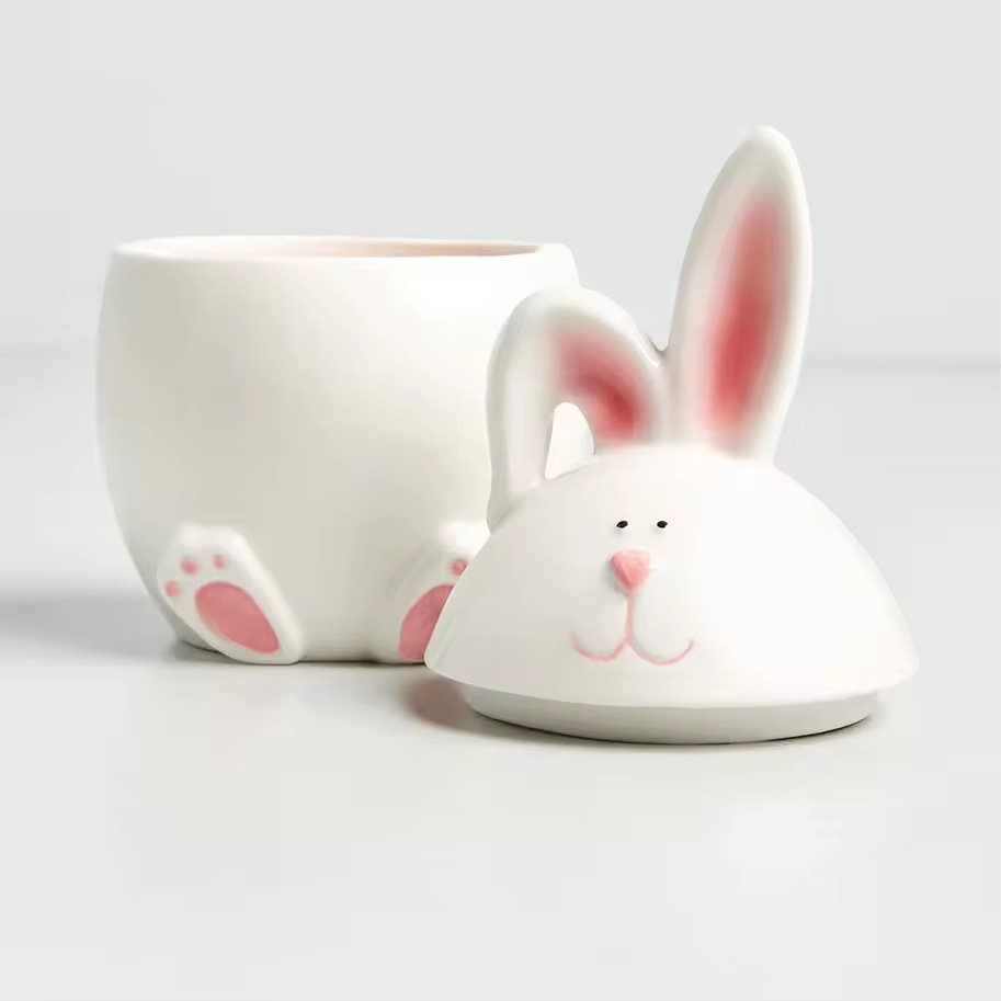 Temas de Pascua encantadores conejos de cerámica decoración hermosa adornos regalos de tazas de cerámica para el hogar