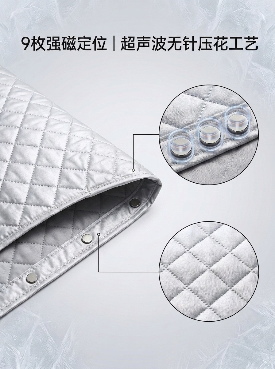 Car snow cover for front windshield, anti-freeze and anti-frost, thickened aluminum film, magnetic half-body car cover, sunshade