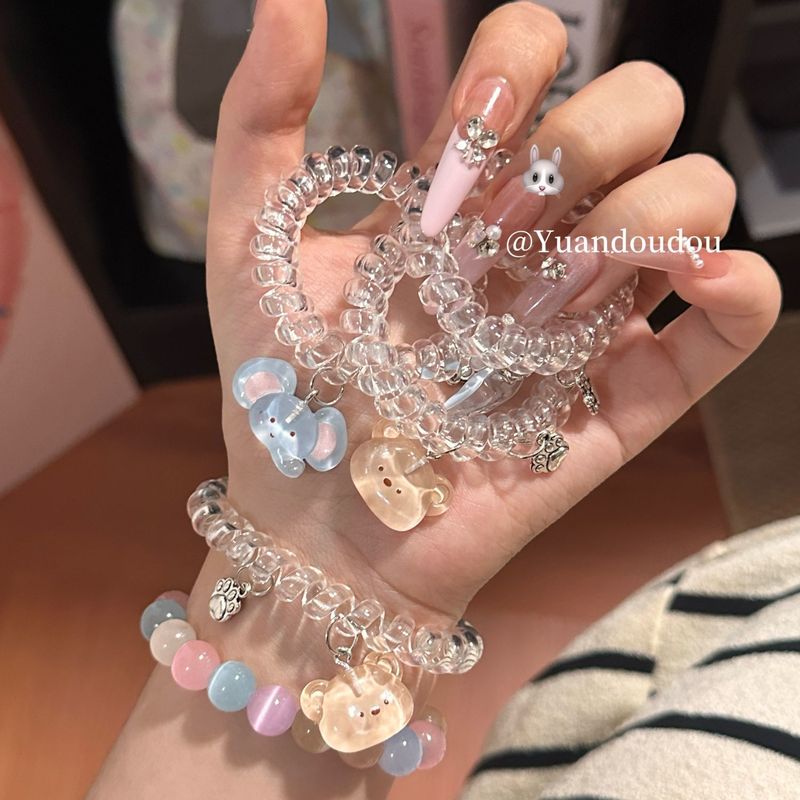 Telephone line hair ring cute Winnie the Pooh hair rope women 2025 new bracelet ponytail rubber band hair accessories wholesale Telephone line hair ring cute Winnie the Pooh hair rope women 2025 new bracelet ponytail rubber band hair accessories wholesale