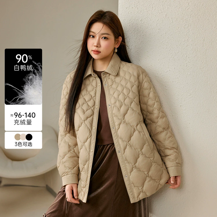 [90% утка] Funny Show большой размер модной женской одежды дикий бриллиантовый отворот пухового пуха mm2024 зимний новый