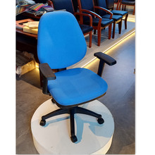 广东厂家直销蓝色麻绒布办公电脑椅升降扶手职员靠背椅无扶手椅子