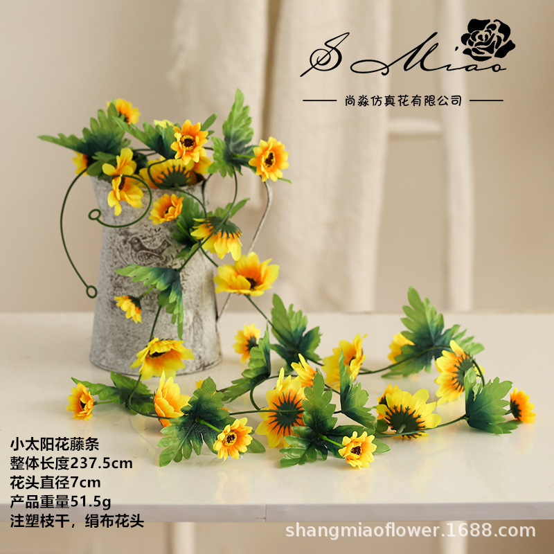 Fake Flowers, Small Sunflowers, Rattan Creative Artificial Home Wall Hanging Decorations, Flowers Directly Supplied By The For Drop Shipping