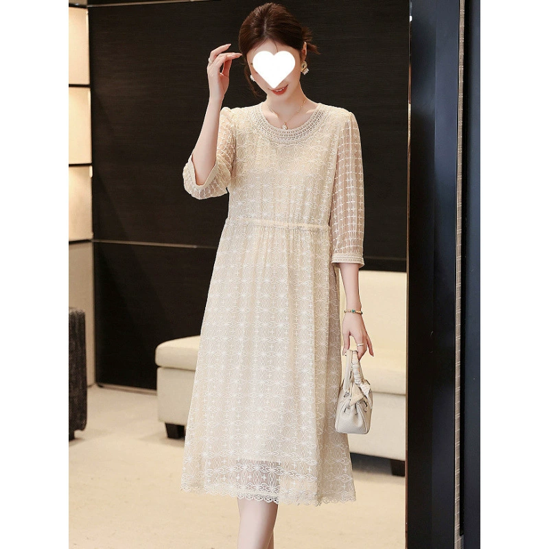 Новое шелковое платье Hangzhou, летнее платье средней длины выше колена, элитная темпераментная тонкая шелковая юбка из шелковицы с вышивкой