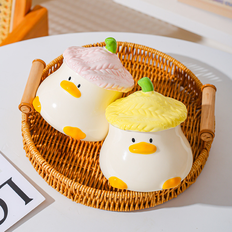 Creativo lindo pato cerámica taza acompañante regalo de alto valor de la cara de la personalidad de taza de café de dibujos animados taza roja alta red