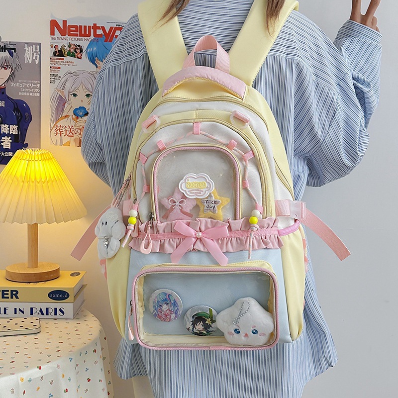 Mochila escolar para estudiantes, bolsa de dolor transparente, mochila casual simple, persecución de estrellas bidimensional, mochila de gran capacidad para estudiantes