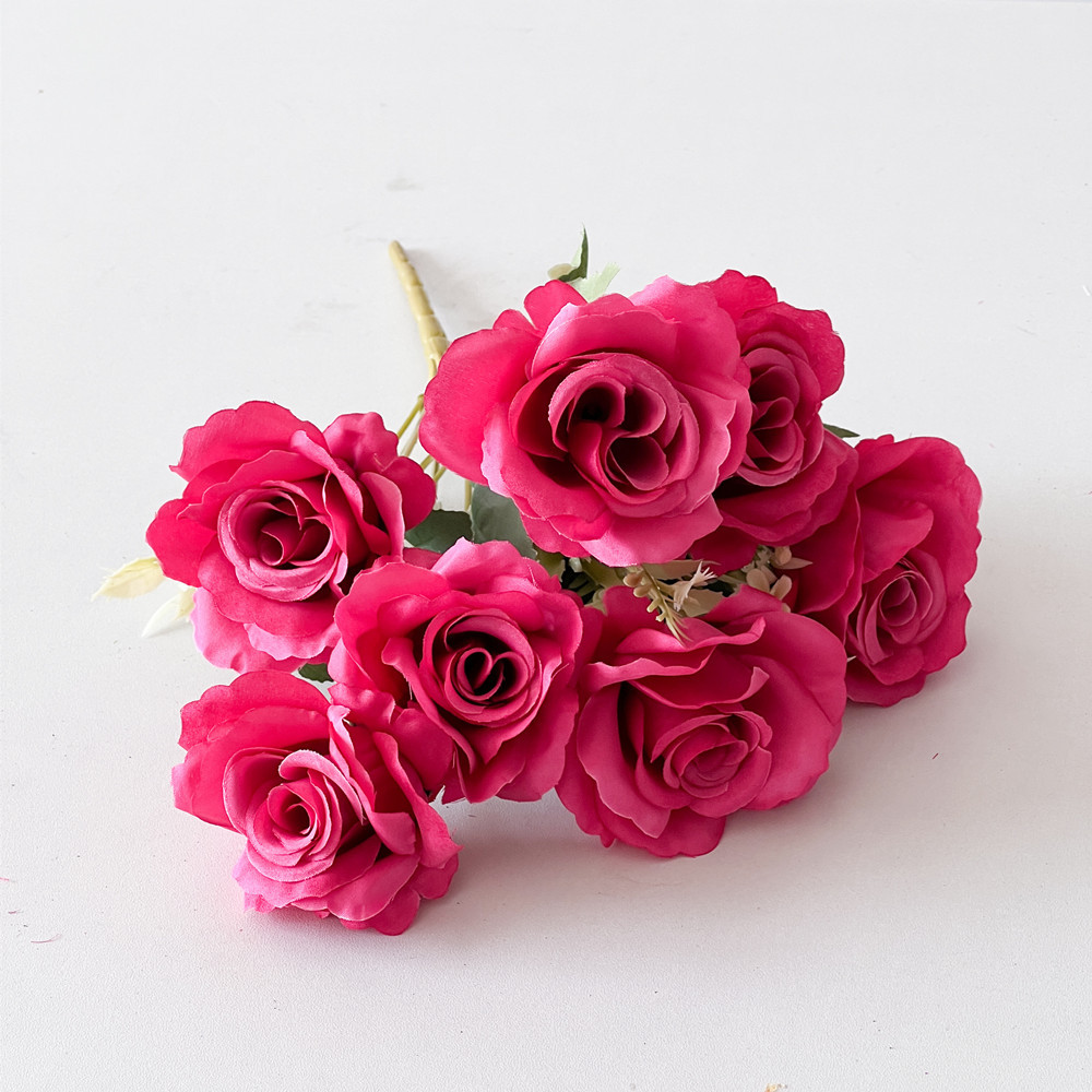 Fábrica al por mayor de estilo europeo 7-cabeza Rosa ramo de flores de seda flor artificial hogar flor decorativa flor falsa flor artificial a prueba real
