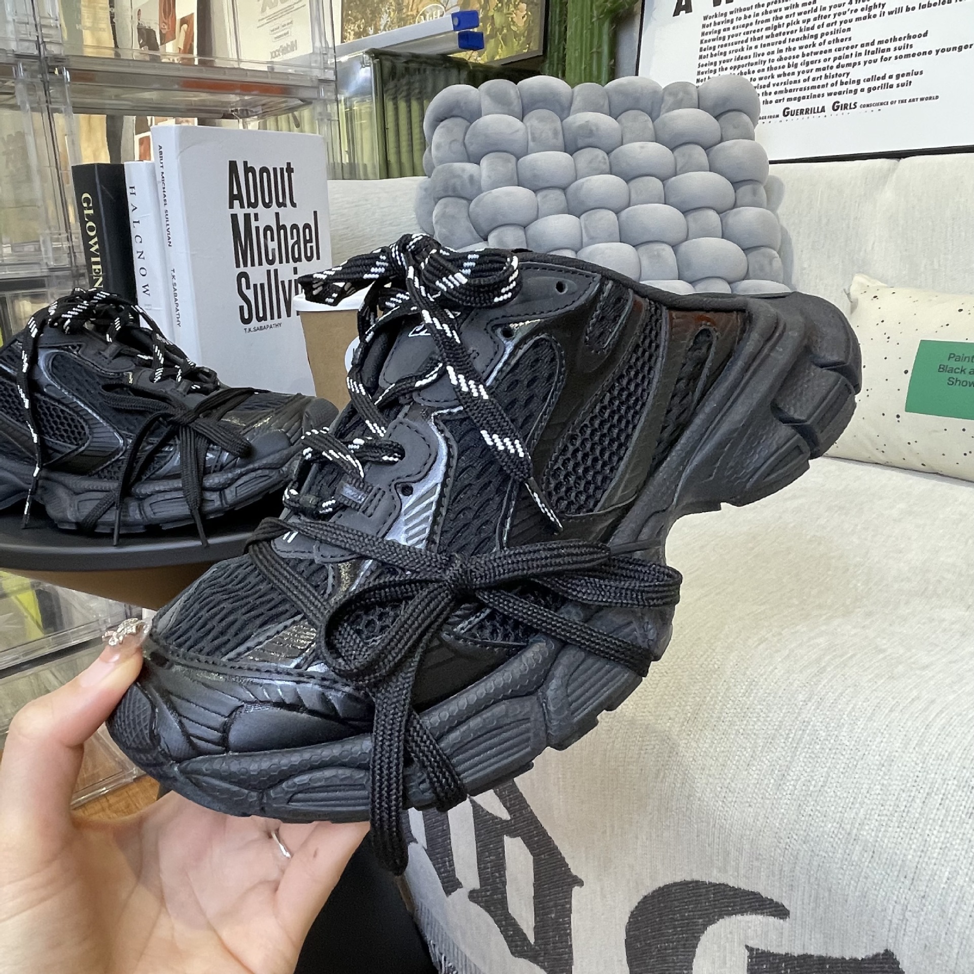 莆田鞋高版本男女巴黎十代3XL半托老爹鞋厚底增高透氣休閒運動鞋