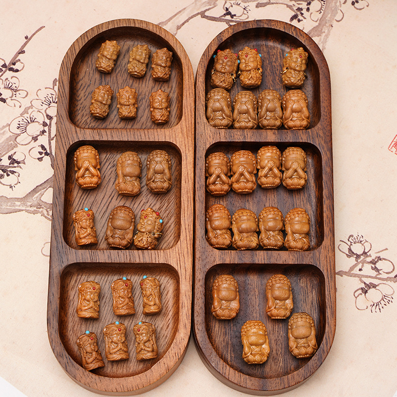 Wooden loose beads Barbie sandalwood beads handmade diy text play bracelet new Chinese wooden beads pendant bracelet small accessories