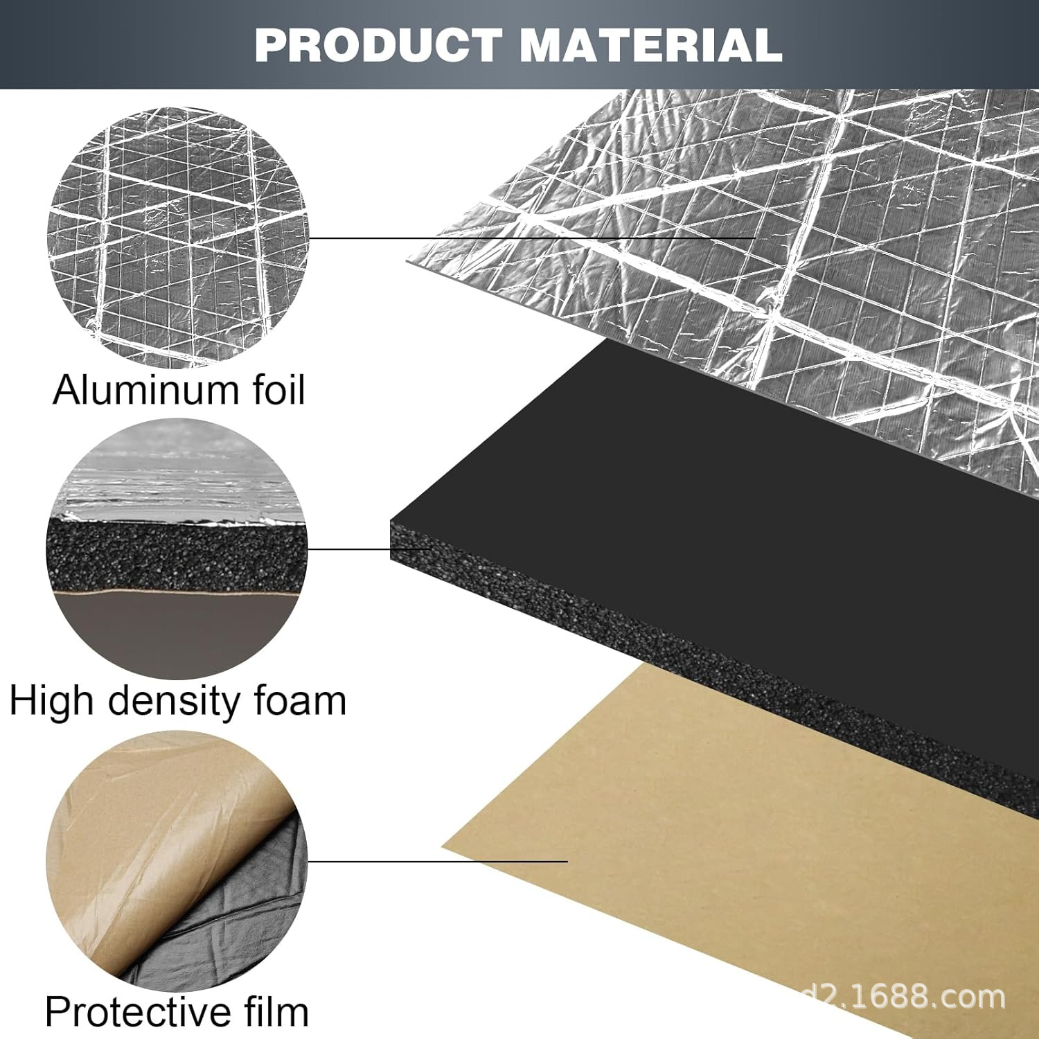 200*50 Car Insulation Cotton Soundproofing Pad 5-10mm Aluminum Foil Cotton Car Door Soundproofing Cotton with Self-Adhesive Backing Cross-Border