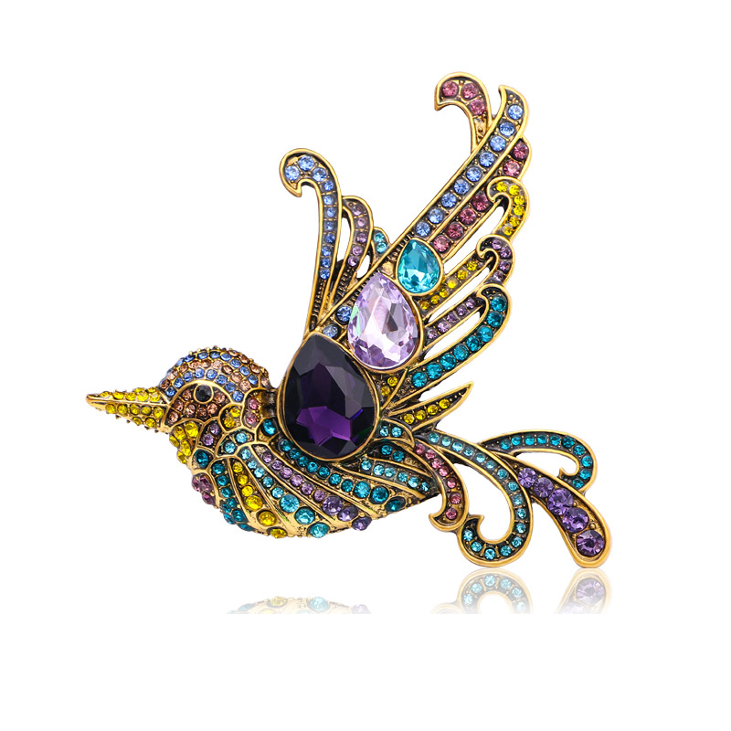 Creative glass retro fashionable brooch lapel pin