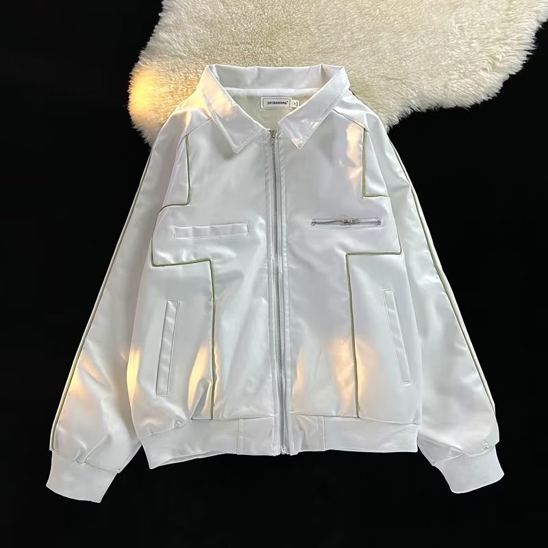 Primavera y otoño marca de moda chaqueta de cuero chaqueta de estilo masculino estilo coreano de moda retro locomotora de cuero pu chaqueta de moda