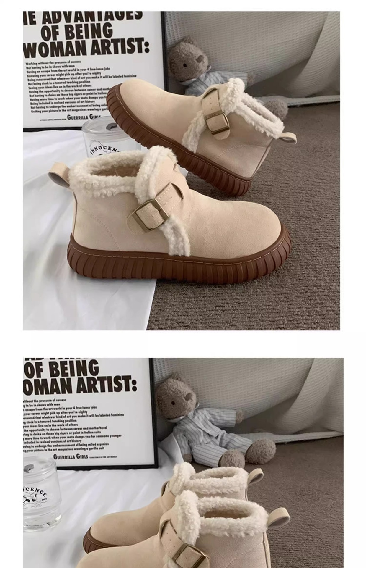 Warm Women's Winter Ankle Boots With Plush Lining And Thick Sole_voghion.com