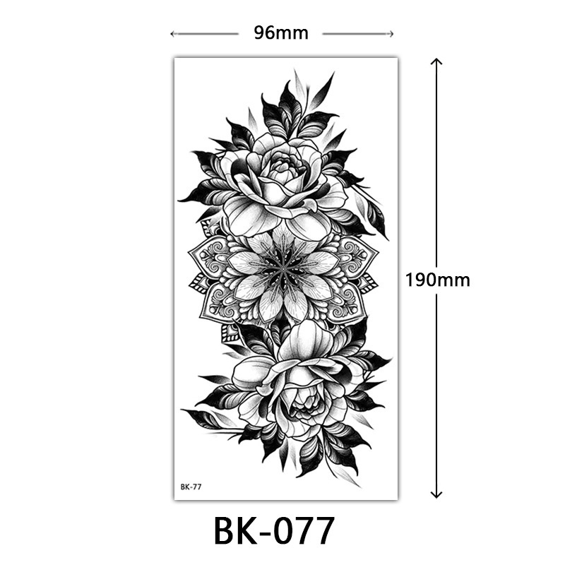クロスボーダー特別供給スケッチフラワータトゥーステッカースケッチタトゥーステッカーバラの花黒と白の花タトゥー|undefined