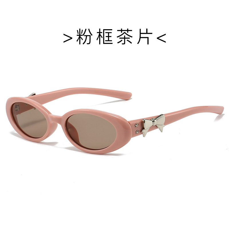 24 años nuevo Jennie con el mismo estilo Gafas de sol Mujer Ovalada Marco pequeño Gafas de sol de alta gama Bowknot Europa y América Transfronterizo