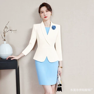 OL气质西装套装女士西服连衣裙两件套美容院高级会所前台接待工装