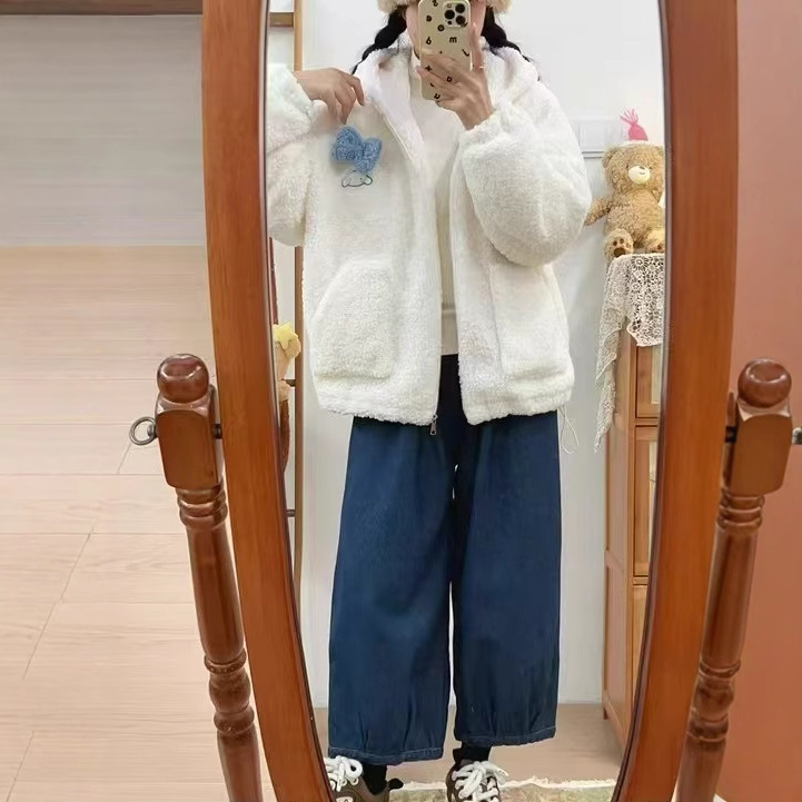 (2개) 봉제 코트 새로운 귀여운 후드 디자인 감각