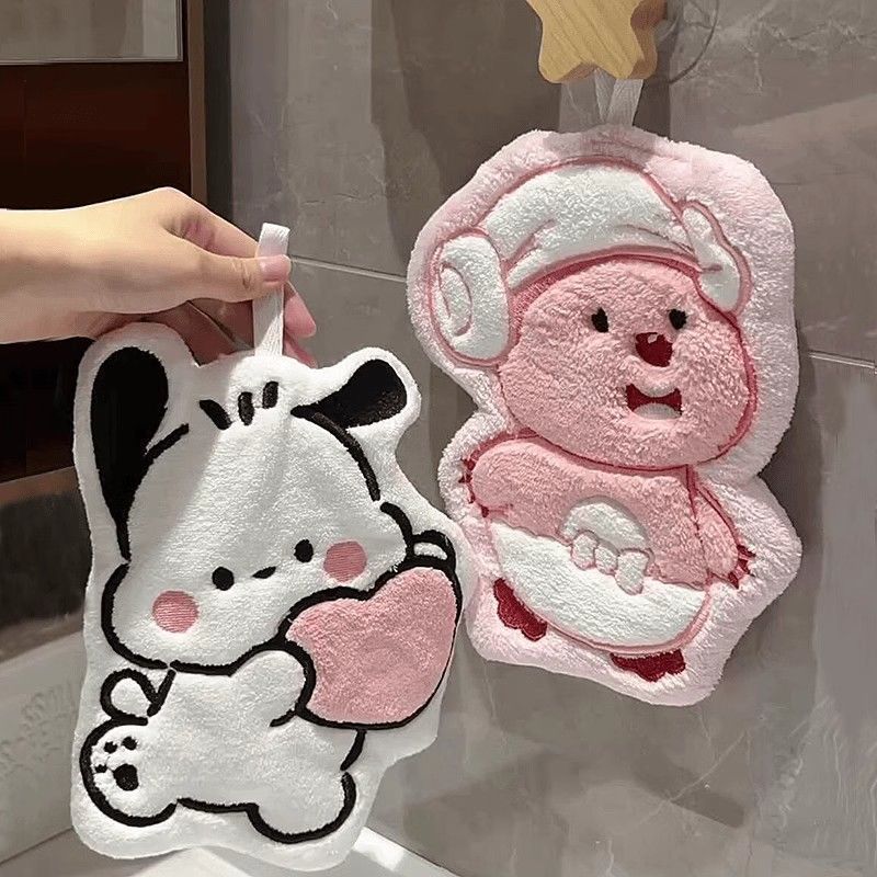 パチャ犬の手拭きタオル掛け式かわいい吸水速乾厚手家庭用浴室タオルキッチンハンカチ雑巾|undefined