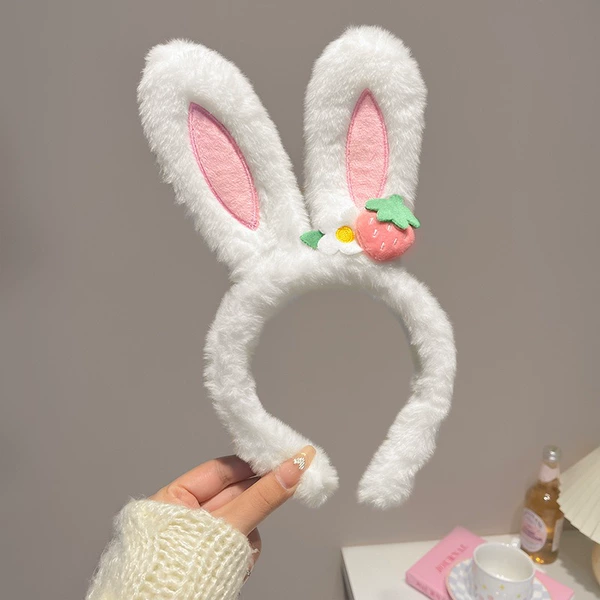 White Strawberry Rabbit Ear Headband FG57-01