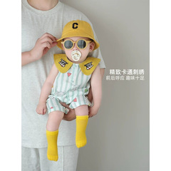 男の子の赤ちゃん服夏通気性外国スタイル幼児ジャンプスーツ夏服新生児ノースリーブロンパース新しいスタイル