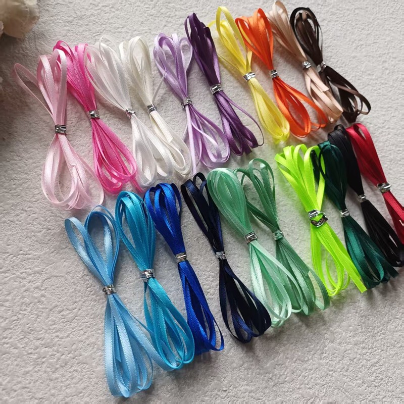 3MM thin ribbon, double-sided polyester ribbon, colorful ribbon, bag clip, satin ribbon, handmade hair accessories, headwear, DIY jewelry accessories materials 3MM thin ribbon, double-sided polyester ribbon, colorful ribbon, bag clip, satin ribbon, handmade hair accessories, headwear, DIY jewelry accessories materials