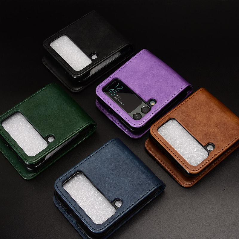Suitable for Samsung Galaxy Z Flip 4 Split leather phone case ZFlip4 5G protective case Flip card