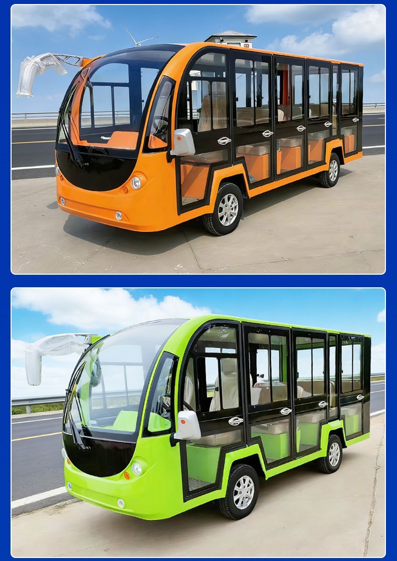 Electric Sightseeing Vehicles with 11 or 14 Seats for Campsites, Tourist Areas, Campuses, Factories, and Real Estate Tours