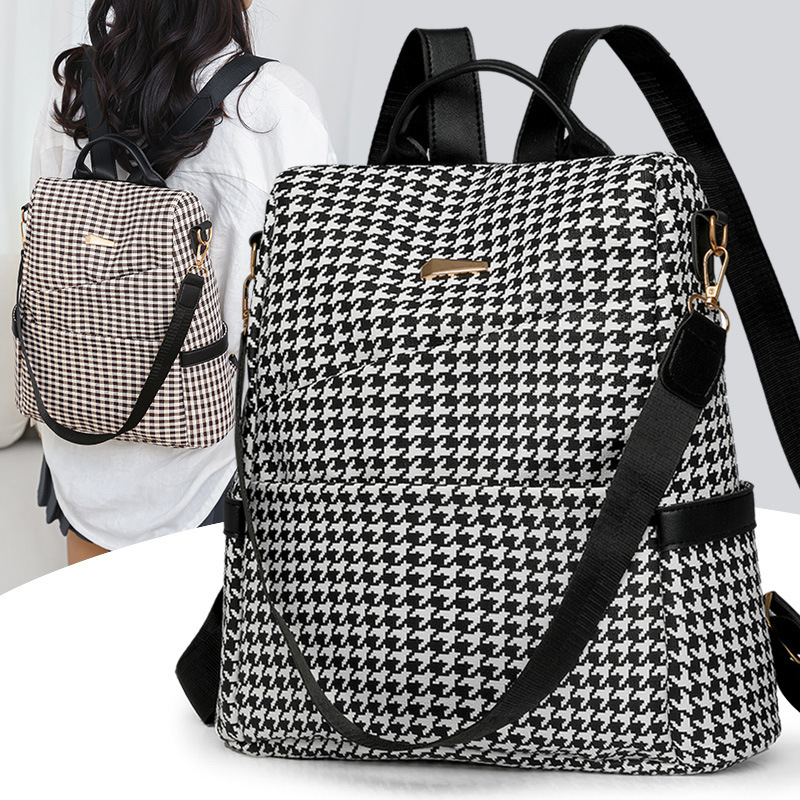 Ventas directas de fábrica 2024 verano nuevas señoras casuales mochila antirrobo moda color contraste mochila de viaje multifuncional